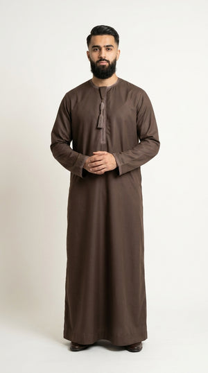 Chocolate Brown Emirati Thobe with Tassel Emarati