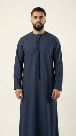 Navy Blue Emirati Thobe with Tassel Emarati