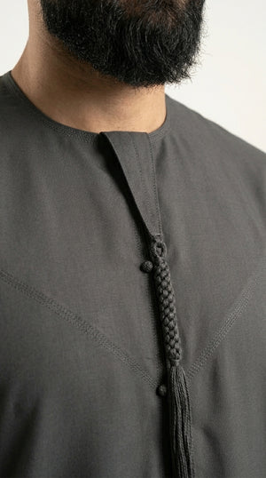 Charcoal Grey Emirati Thobe with Tassel Emarati