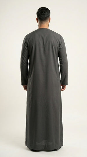 Charcoal Grey Emirati Thobe with Tassel Emarati