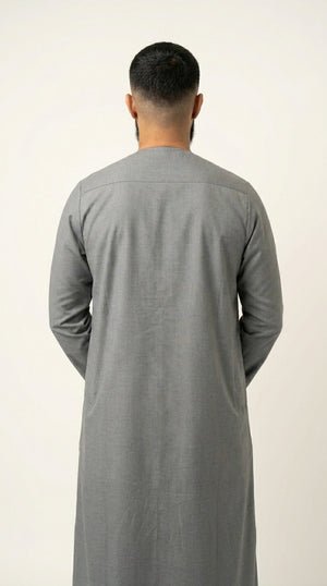 Light Ash Grey Emirati Thobe with Tassel Emarati