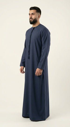 Navy Blue Emirati Thobe with Tassel Emarati