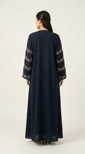 Blue Luxury Embroidery Work with Stone 3-piece Set Emarati