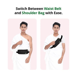 Black Anti-Theft Waist Bag for Hajj & Umrah Hajj Safe Emarati