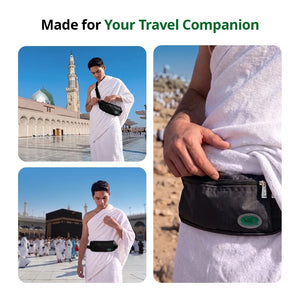 Black Anti-Theft Waist Bag for Hajj & Umrah Hajj Safe Emarati