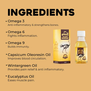 Ostrich oil Natural Massage oil Rheumatism Joints Bone Knee Pain Relief Ostrich Fat oil 125ml Aromique Beauty Ltd