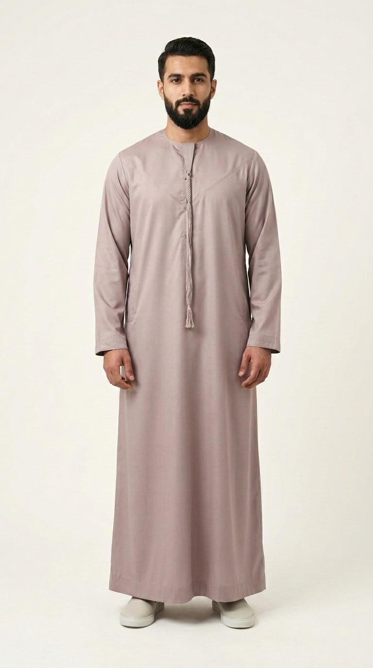 Ash Rose Emirati Thobe with Tassel  Emarati