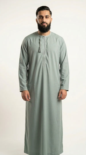 Olive Emirati Thobe with Tassel  Emarati