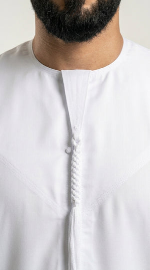 White Emirati Thobe with Tassel  Emarati