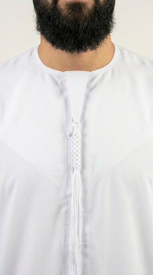 Shiny White Emirati Thobe with Tassel  Emarati