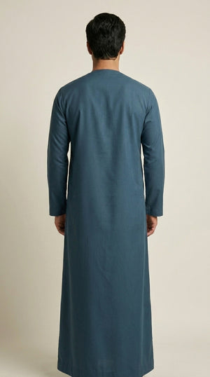 Matte Teal Emirati Thobe with Tassel  Emarati