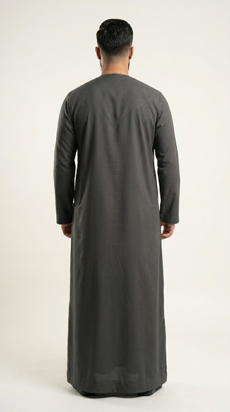 Charcoal Grey Emirati Thobe with Tassel  Emarati