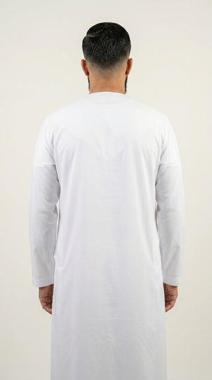 Shiny White Emirati Thobe with Tassel  Emarati