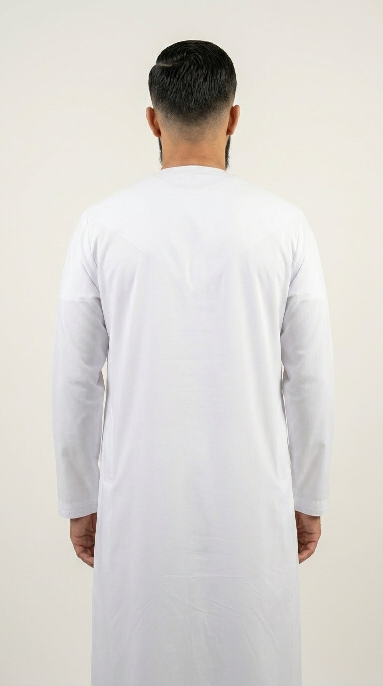 Shiny White Emirati Thobe with Tassel  Emarati