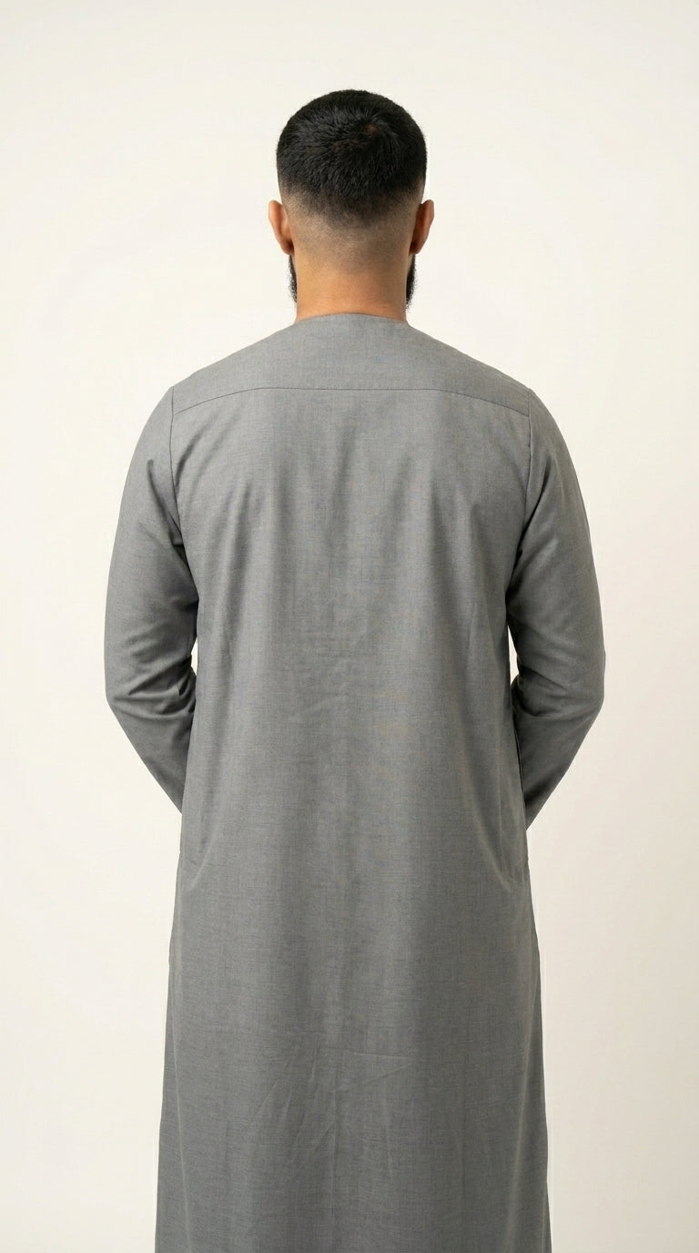 Light Ash Grey Emirati Thobe with Tassel  Emarati
