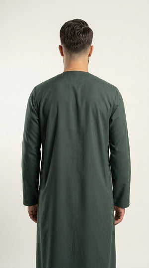 Matte Forest Green Emirati Thobe with Tassel  Emarati