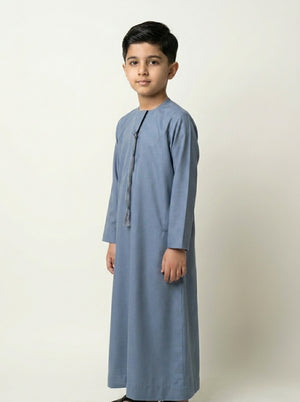 Blue Emirati Kids Thobe with Tassel  Emarati