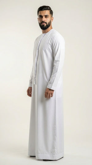 White Emirati Thobe with Tassel  Emarati