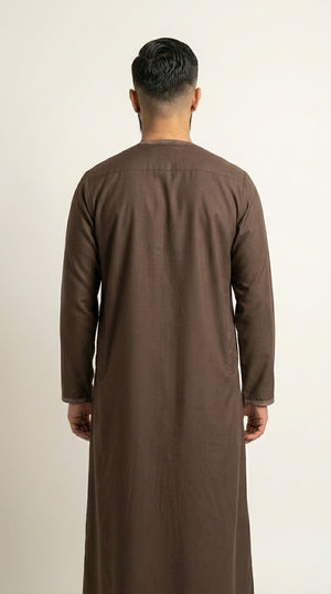 Chocolate Brown Emirati Thobe with Tassel  Emarati