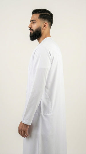Shiny White Emirati Thobe with Tassel  Emarati