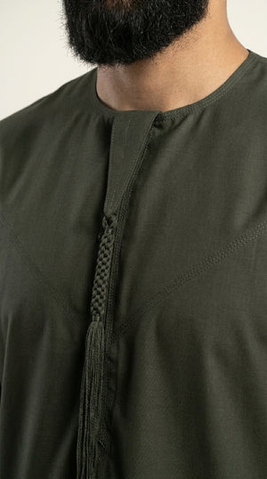 Olive Green Emirati Thobe with Tassel  Emarati
