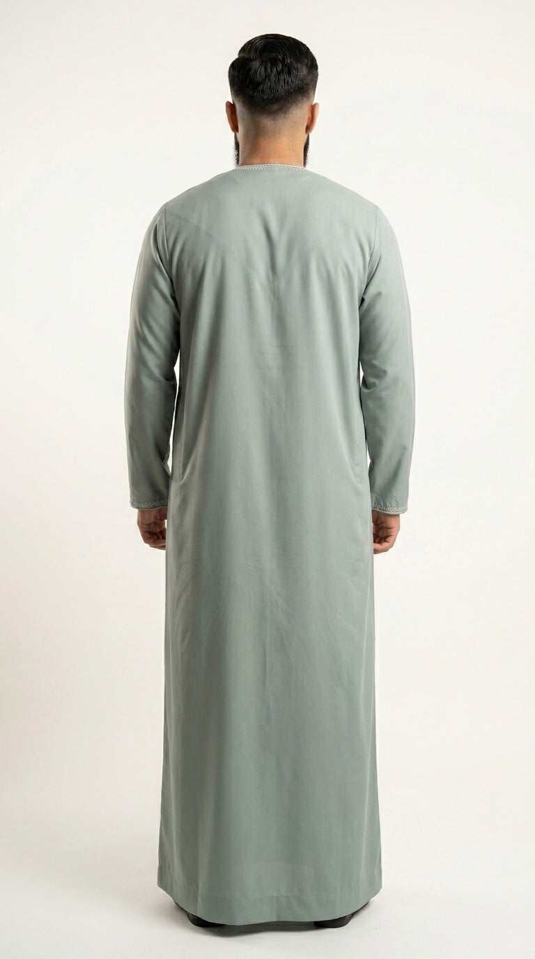 Olive Emirati Thobe with Tassel  Emarati