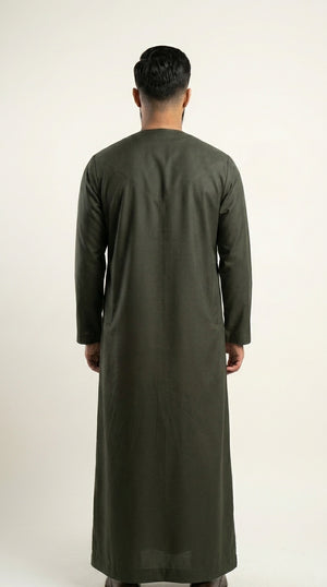 Olive Green Emirati Thobe with Tassel  Emarati