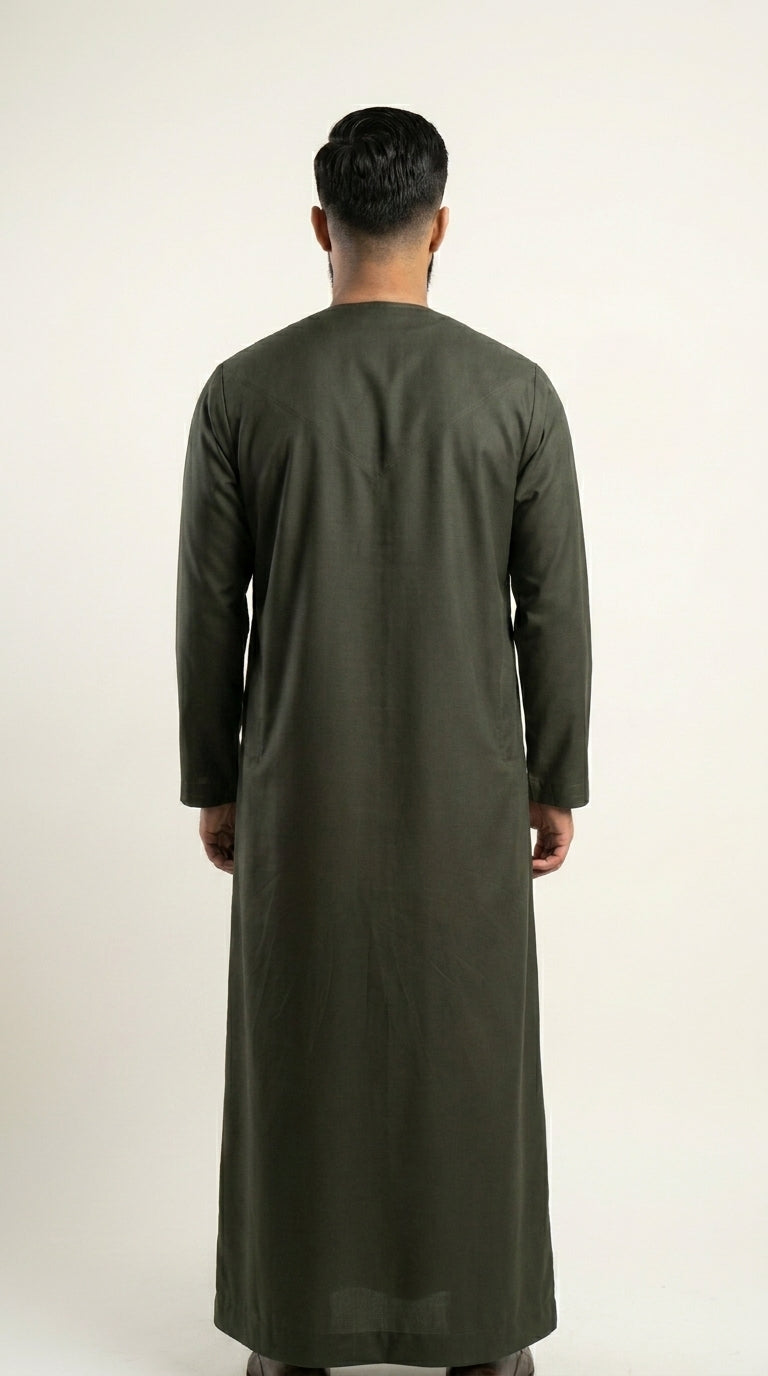 Olive Green Emirati Thobe with Tassel  Emarati