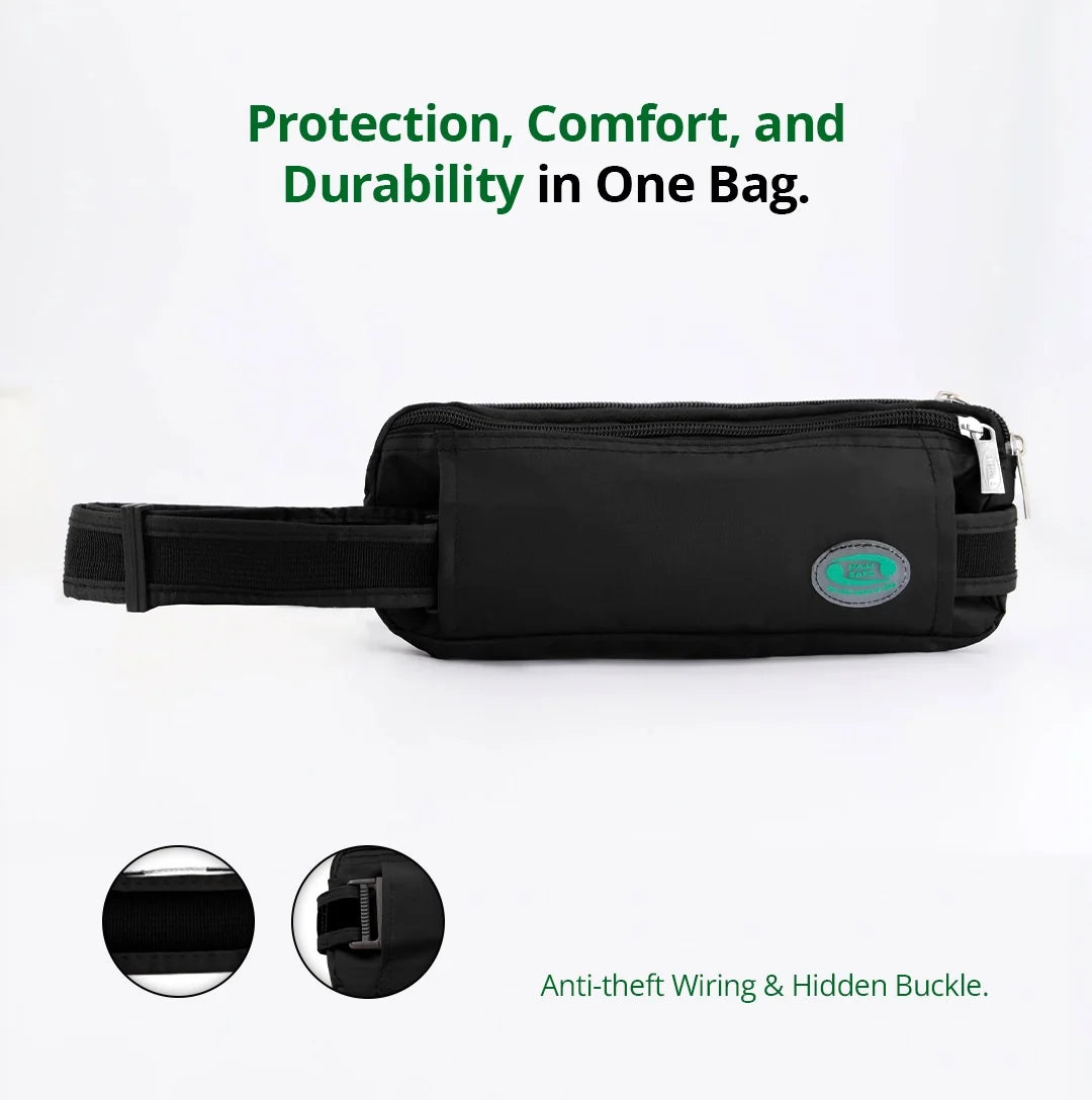 Utility Ihram Belt - black Leather Bag  Emarati