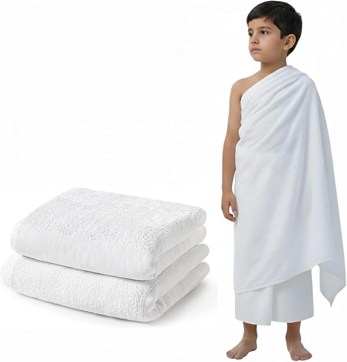 Kids Boys Ihram 2-Piece Set – 100% Cotton for Hajj & Umrah  Emarati