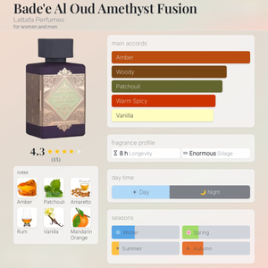 Badee Al Oud Amethyst Fusion Eau de Parfum 100ml Lattafa  Emarati