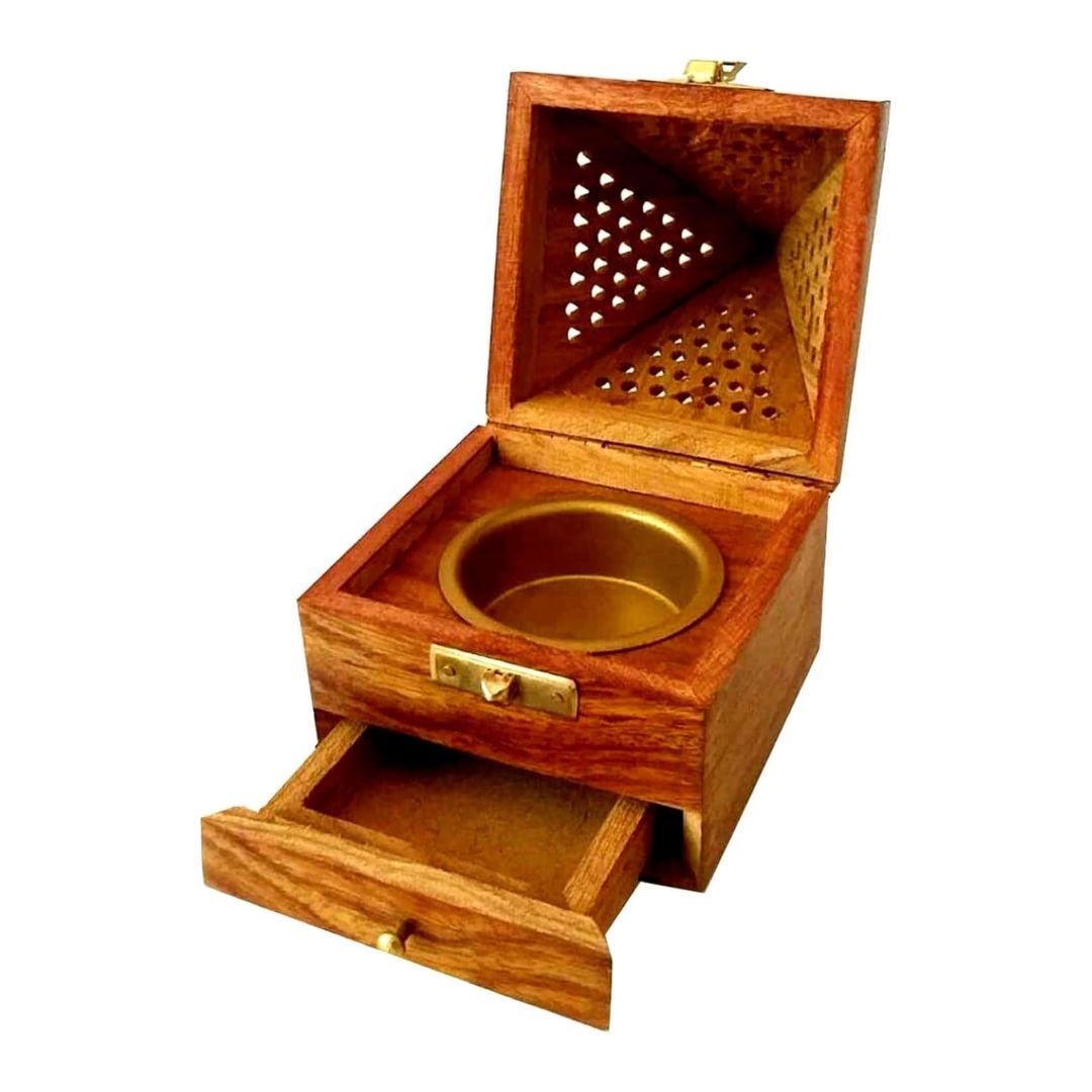Pyramid Wooden Bakhoor Burner Handcrafted Incense Burner-Large  Emarati