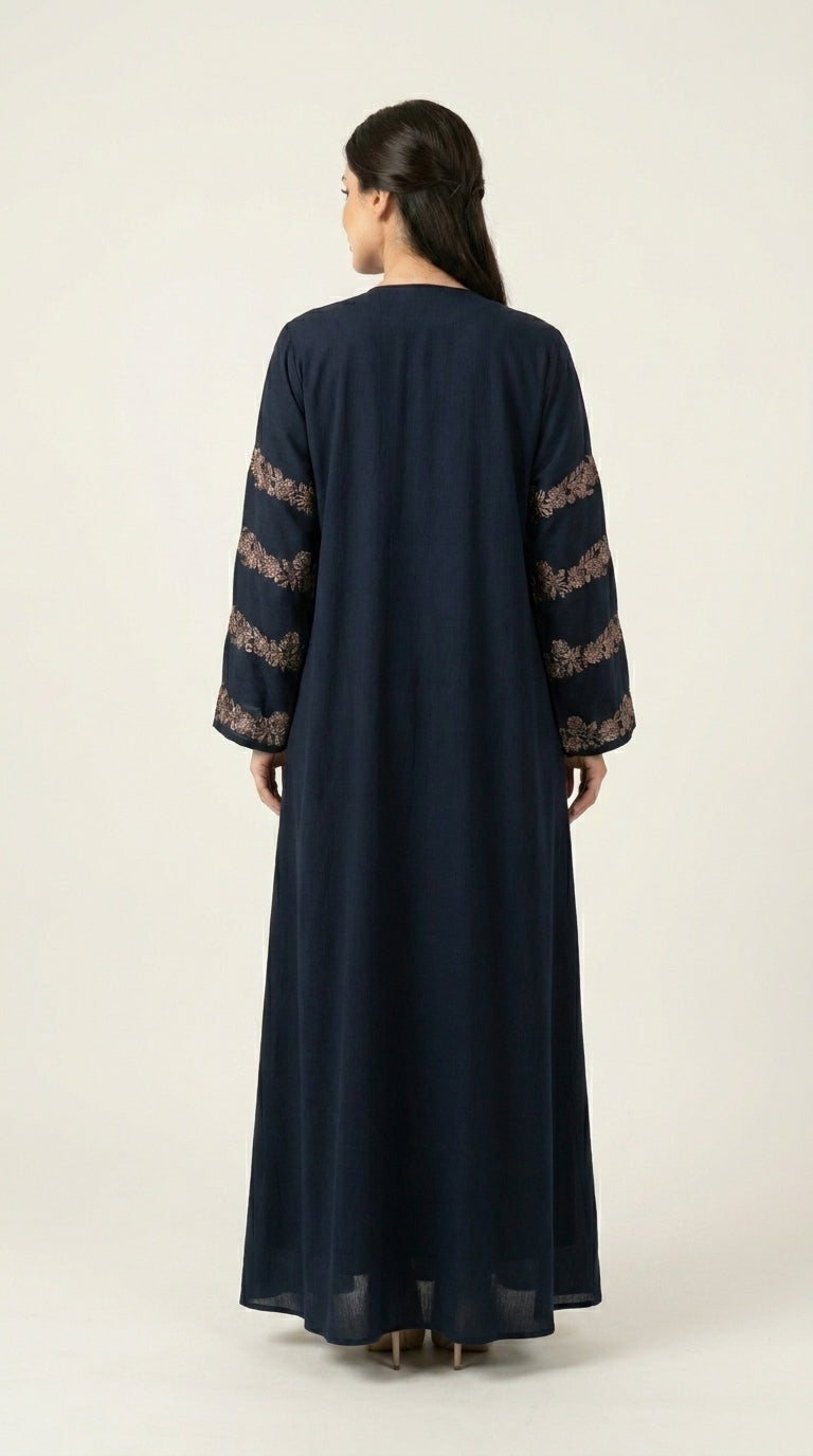 Blue Luxury Embroidery Work with Stone 3-piece Set  Emarati