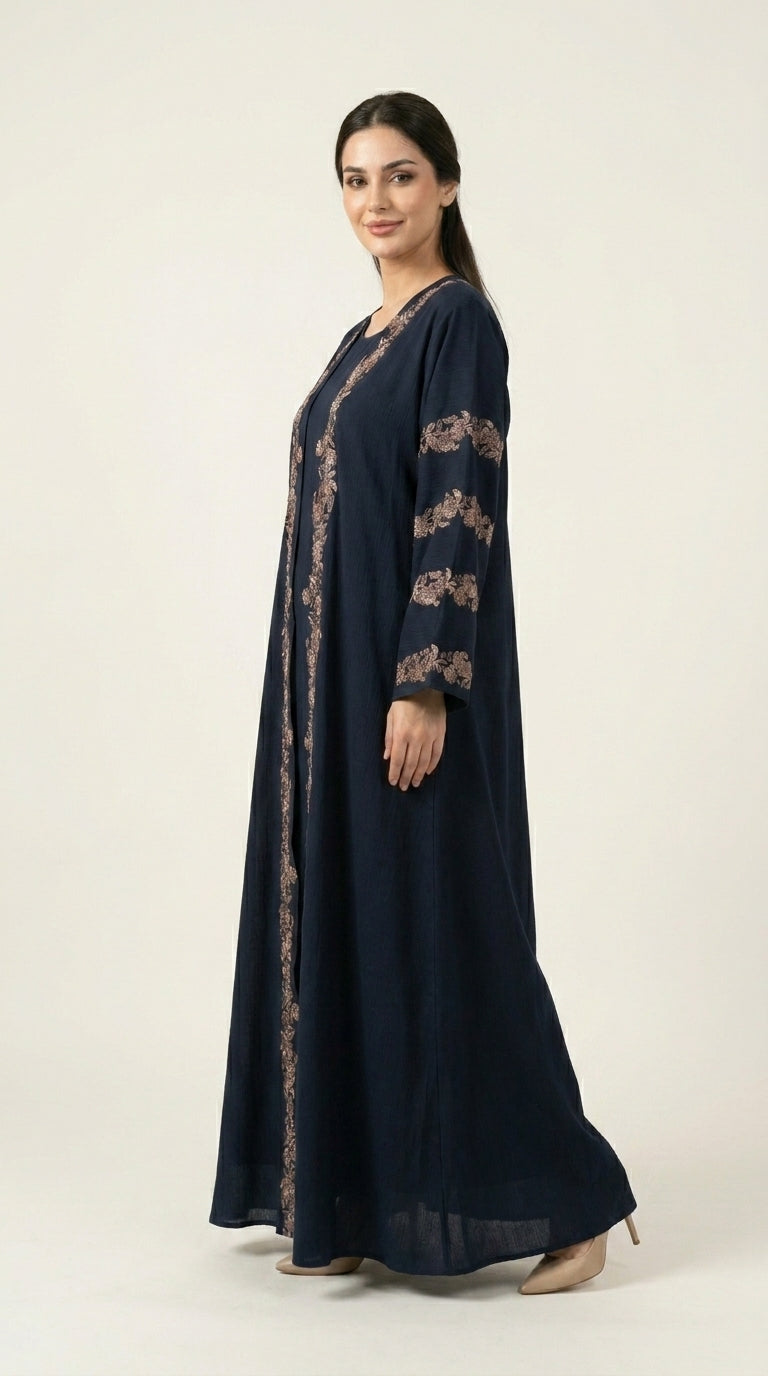 Blue Luxury Embroidery Work with Stone 3-piece Set  Emarati