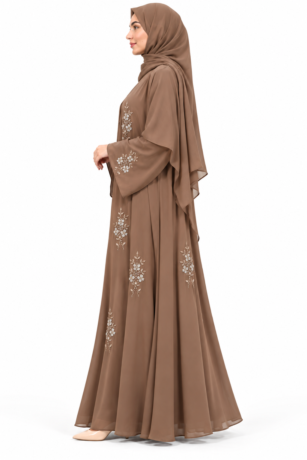 Brown Serene abaya with matching full-sleeve inner