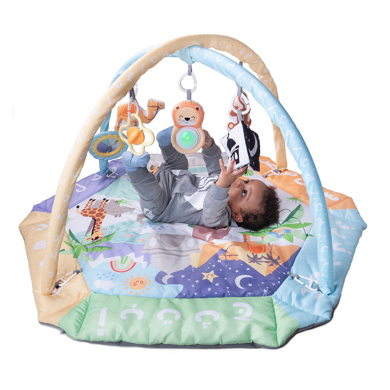 Desi Doll Arabic Alphabet 5-in-1 Activity Gym & Playmat for Babies  Emarati