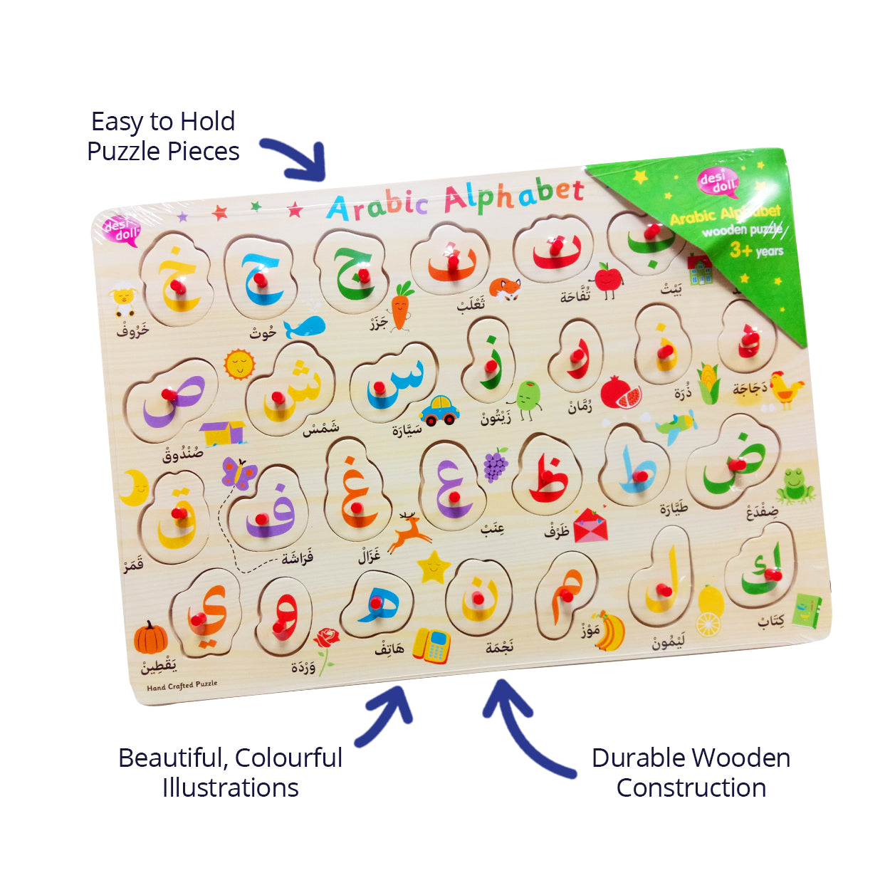 Desi Doll Arabic Alphabet Non-Sound Puzzle – Kids Arabic Learning Toy  Emarati