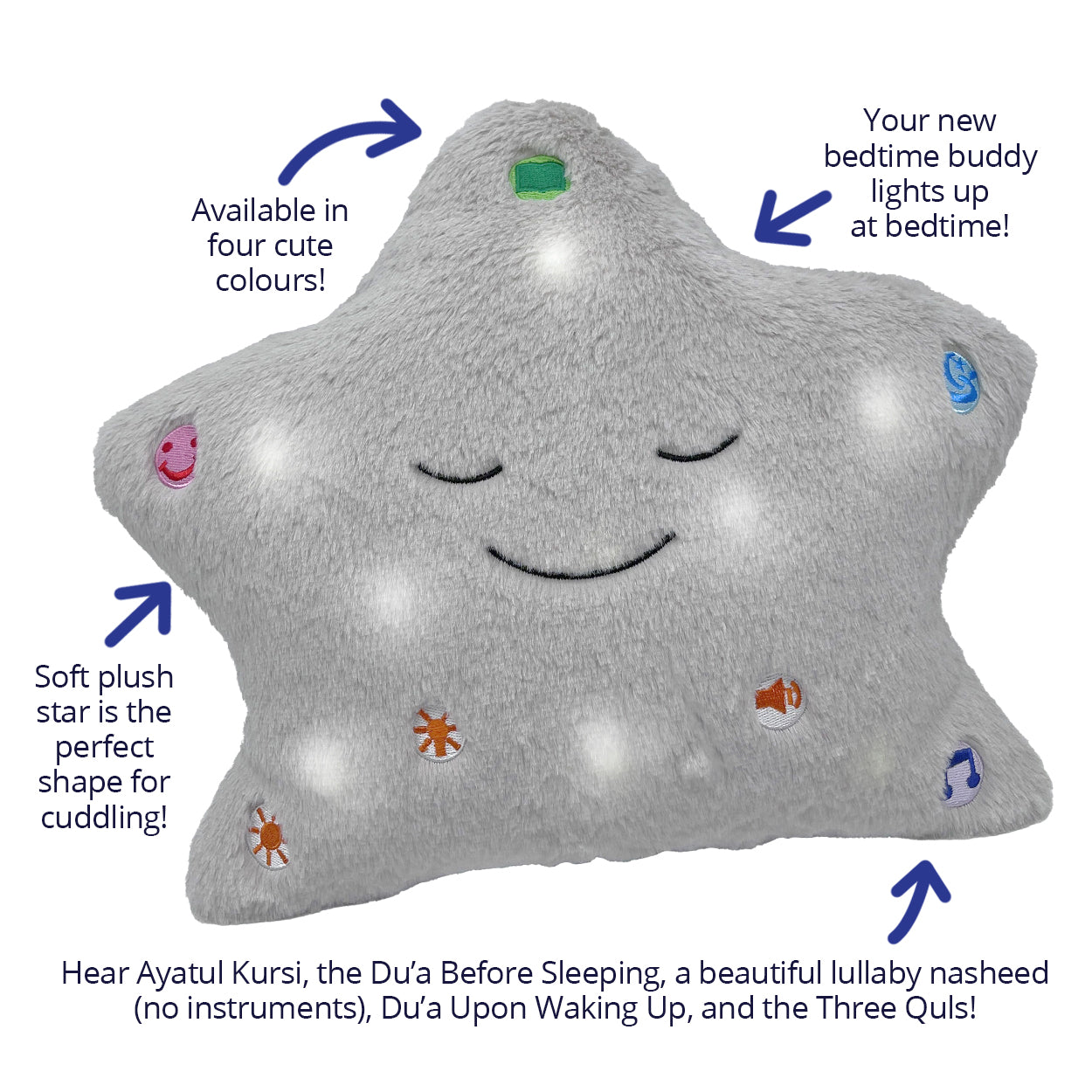 Desi Doll My Dua Pillow Grey – Islamic Kids Dua Pillow  Emarati