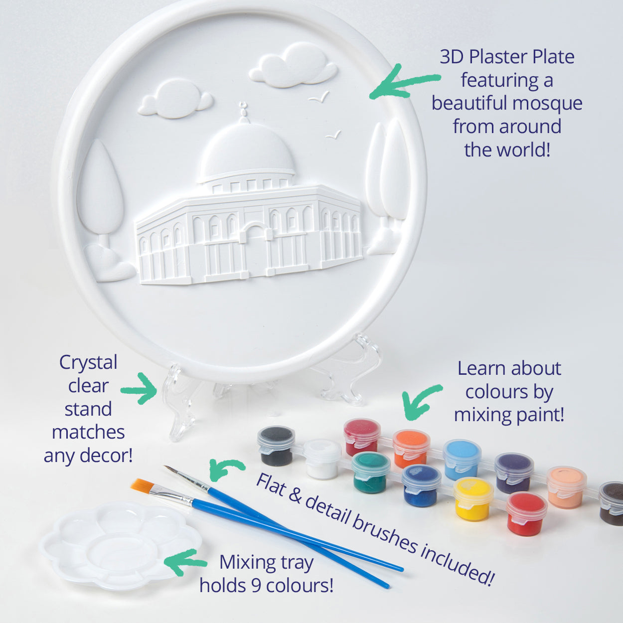 Desi Doll Paint a Mosque (Ka'bah Mecca) Plaster Painting Kit – Islamic DIY Craft Kit for Kids  Emarati