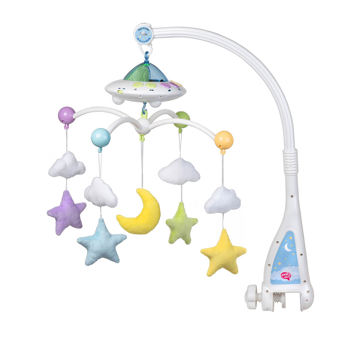 Desi Doll Quran Cot Mobile – Moon & Stars Baby Mobile with Light Projection  Emarati