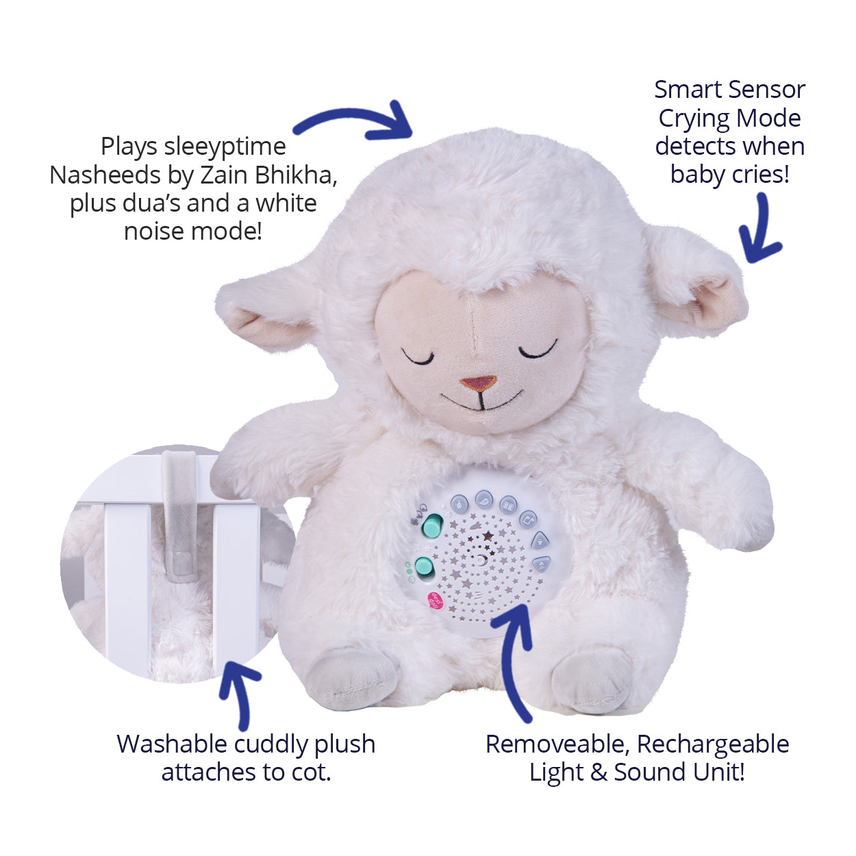 Desi Doll Sheepy Sleepytime Sheep – Soft Sleep Aid Plush Toy for Babies & Kids  Emarati