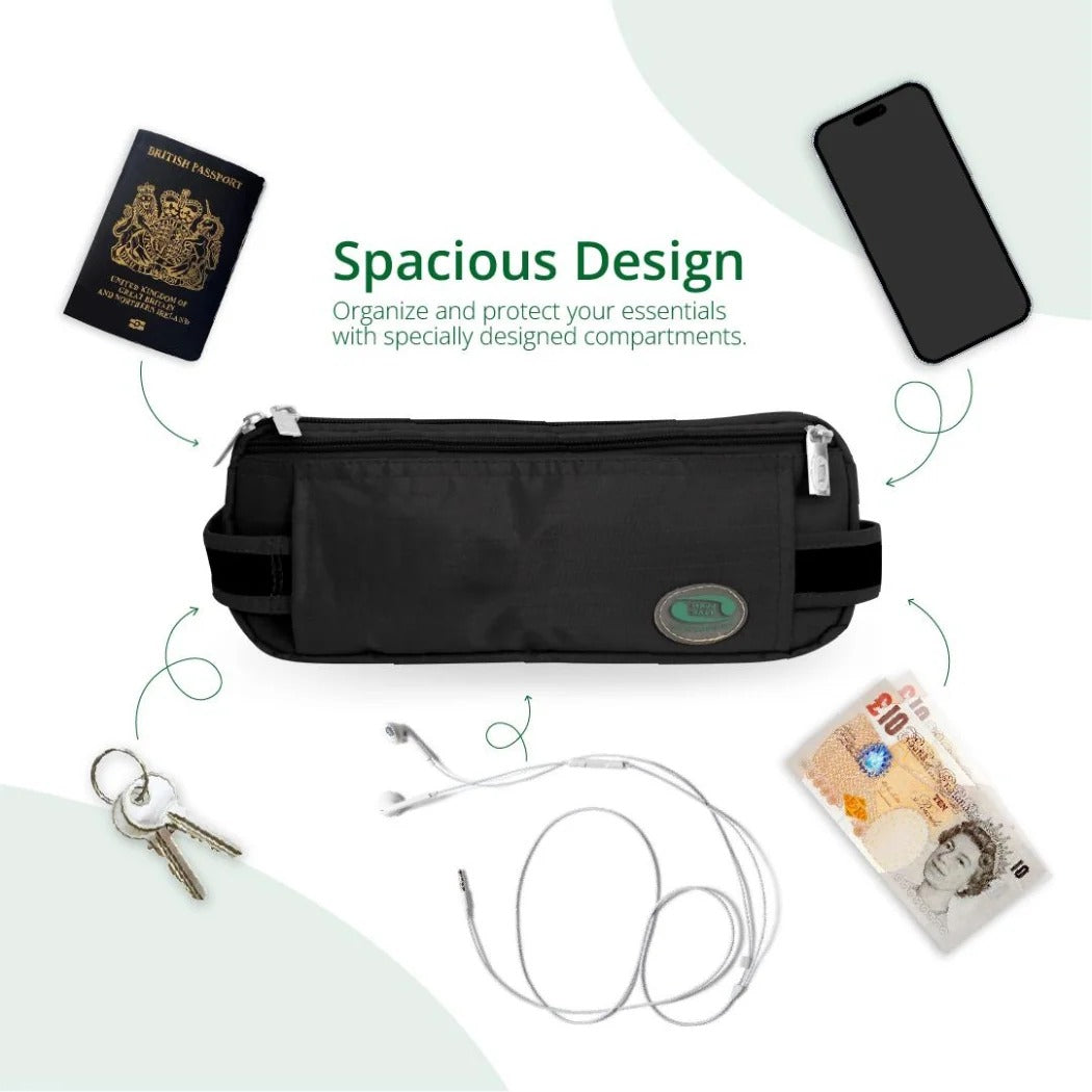 Black Anti-Theft Waist Bag for Hajj & Umrah Hajj Safe  Emarati