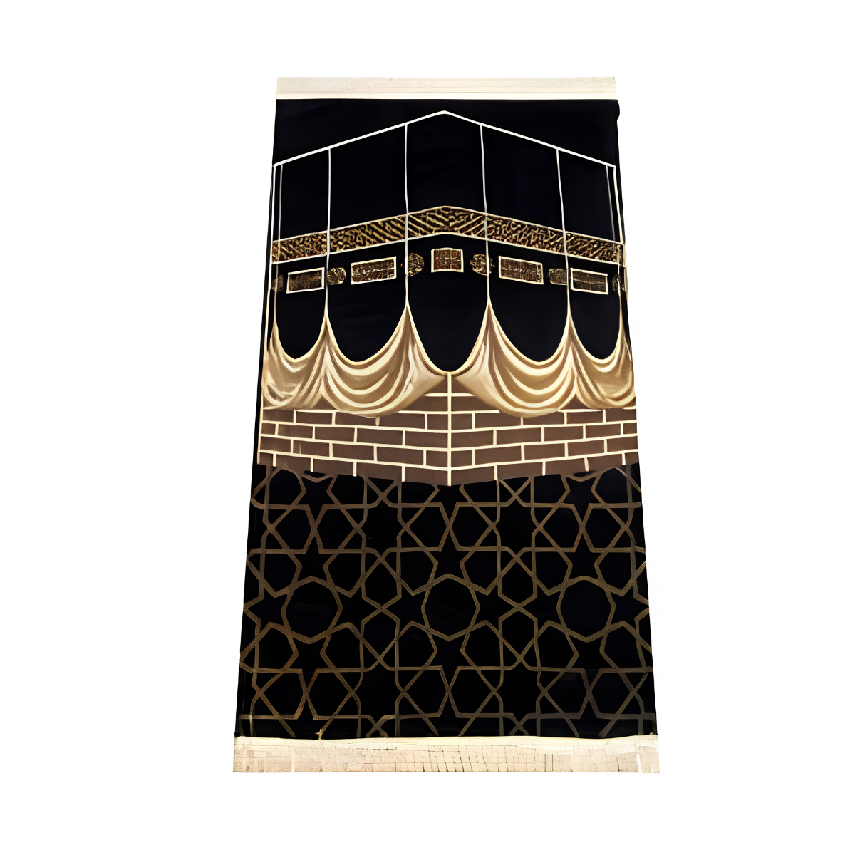 Kaaba Design Chenille Prayer Mat Gold  Emarati