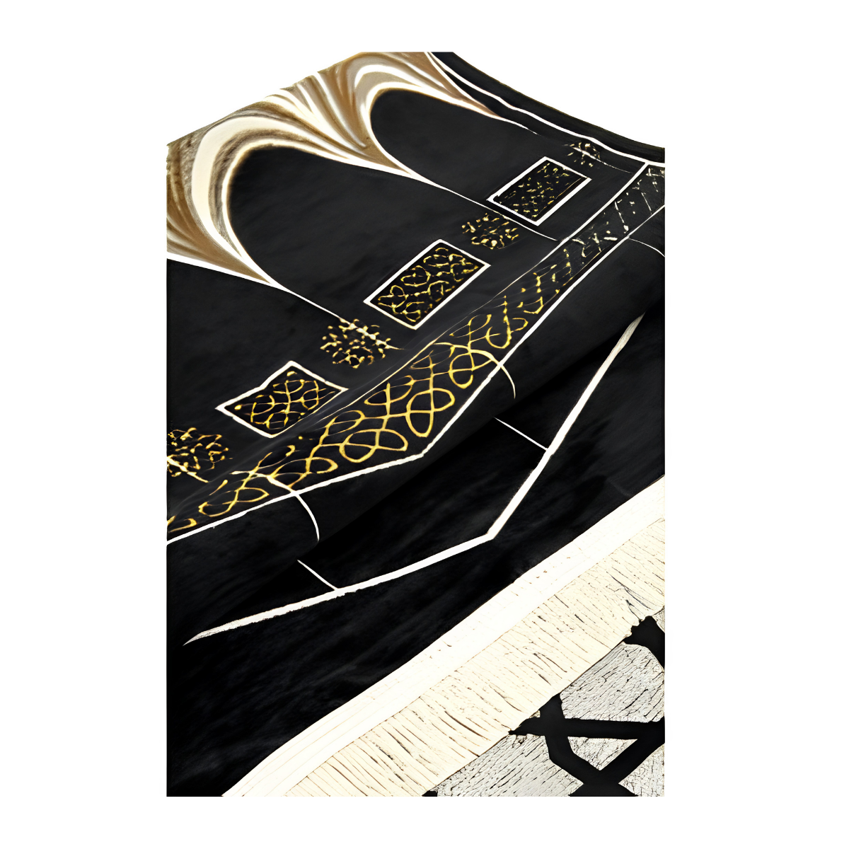 Kaaba Design Chenille Prayer Mat White  Emarati