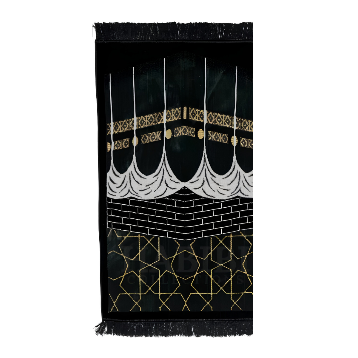 Kaaba Design Chenille Prayer Mat White  Emarati