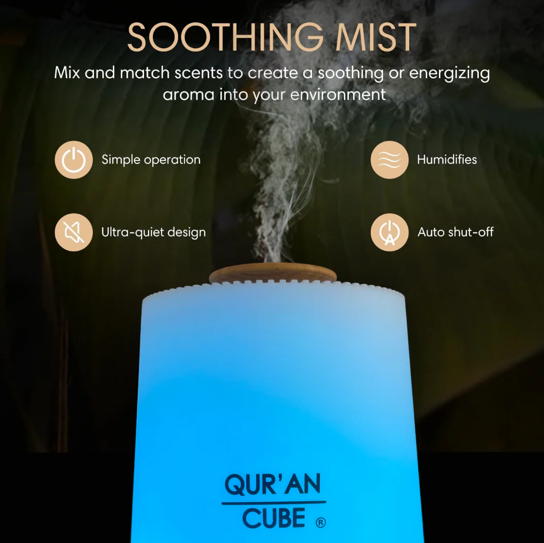 Quran Cube Aroma Diffuser with Quran Speaker – LED Humidifier with Nasheeds Audio  Emarati