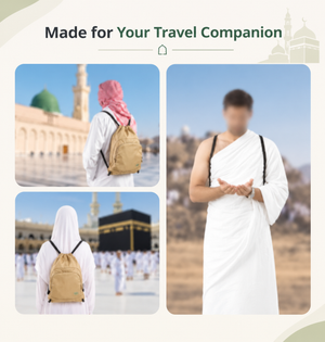 Shoe & Prayer Mat Travel Bag for Hajj & Umrah | Beige  Emarati