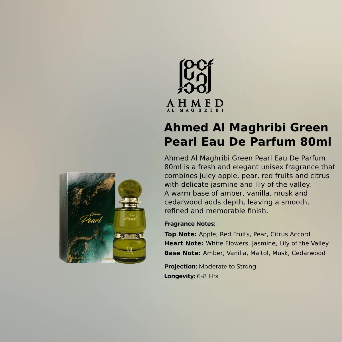 Green Pearl 80ml Eau de Parfum by Ahmed Al Maghribi  Emarati