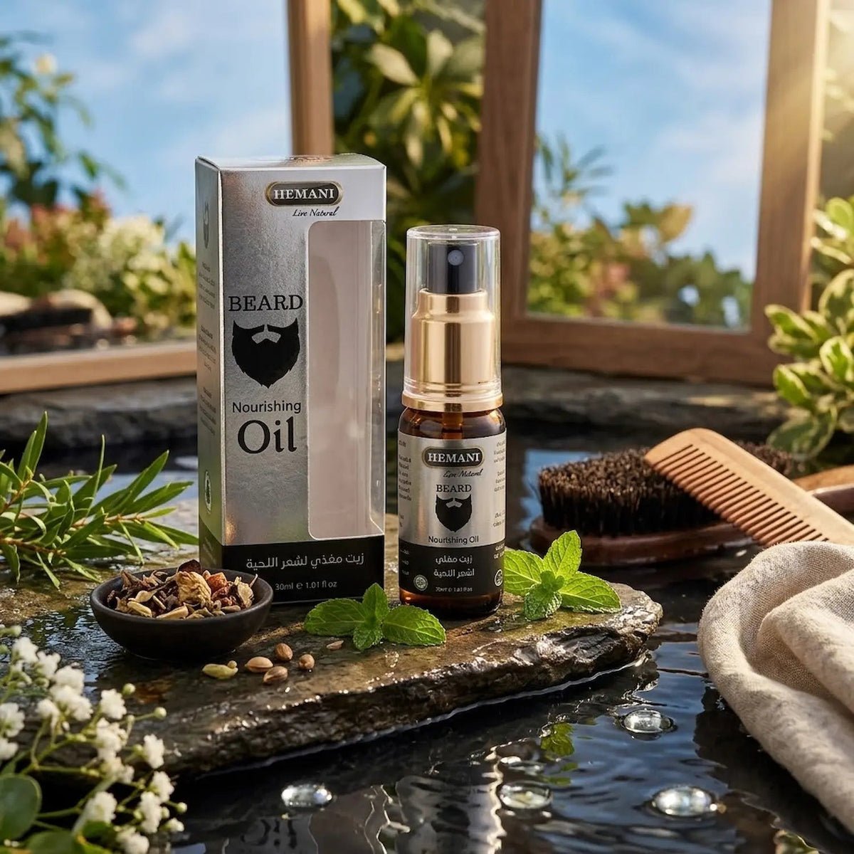 Hemani Beard Nourishing Oil 30ml Argan Jojoba Castor Tea Tree Oils  Emarati