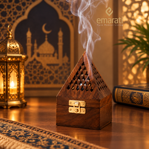 Pyramid Wooden Bakhoor Burner Handcrafted Incense Burner-Small  Emarati